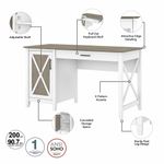 Bush Furniture Key West 54W Computer Desk With Storage And 2Drawer Lateral File Cabinet Shiplap GrayPure White Standard Delivery