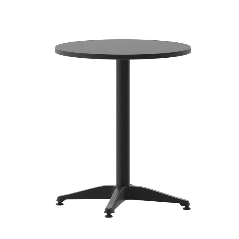 Flash Furniture Round Aluminum IndoorOutdoor Furniture Table With Base 2712H x 2312W x 2312D GrayBlack