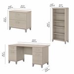 Bush Business Furniture Somerset 60W Office Computer Desk With Lateral File Cabinet And 5Shelf Bookcase Sand Oak Standard Delivery
