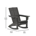 Flash Furniture Halifax AllWeather Adirondack Chair with Cup Holder and PullOut Ottoman Gray