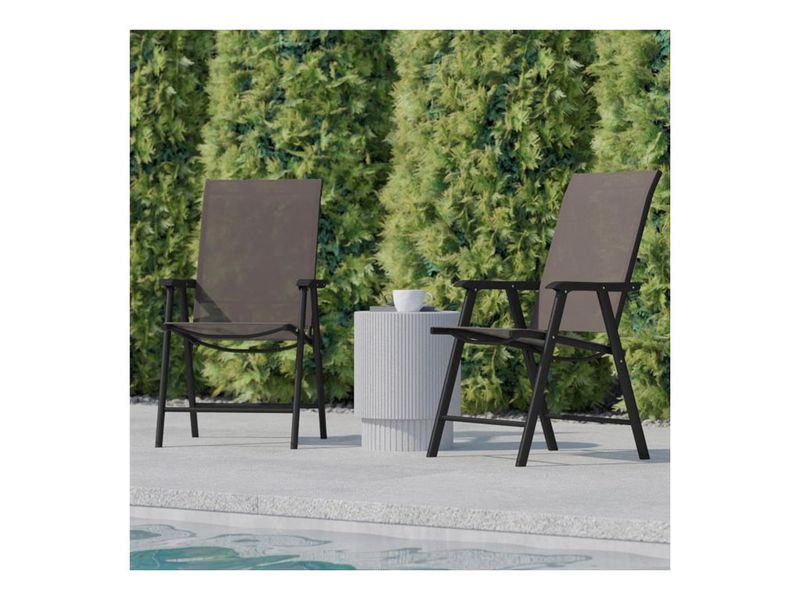 Flash Furniture Paladin Outdoor Folding Patio Sling Chairs Brown Set Of 2 Chairs