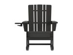 Flash Furniture Halifax AllWeather Adirondack Chair with Cup Holder and PullOut Ottoman Black