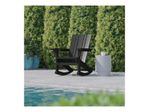 Flash Furniture Halifax AllWeather Adirondack Chair with Cup Holder and PullOut Ottoman Black
