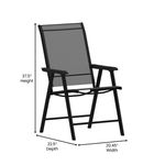 Flash Furniture Paladin Outdoor Folding Patio Sling Chairs Metal Black Set Of 2 Chairs