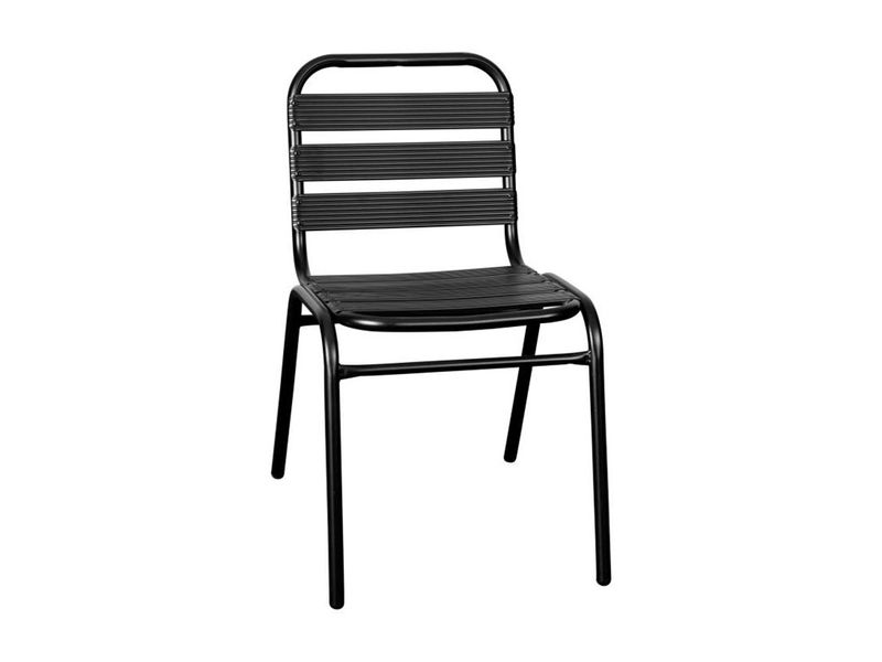 Flash Furniture Lila Aluminum Restaurant Stack Armless Chair Black