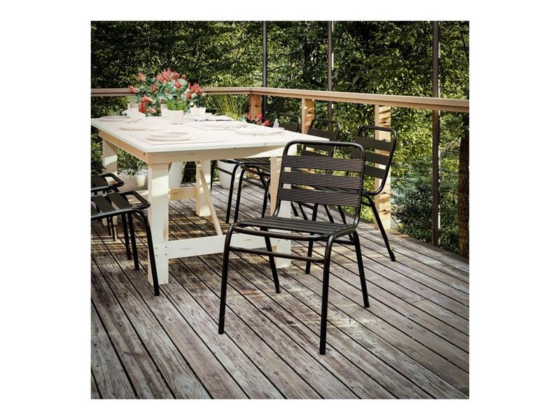 Flash Furniture Lila Aluminum Restaurant Stack Armless Chair Black