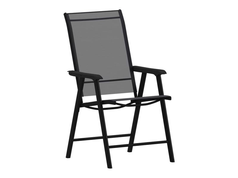 Flash Furniture Paladin Outdoor Folding Patio Sling Chairs Metal Black Set Of 2 Chairs