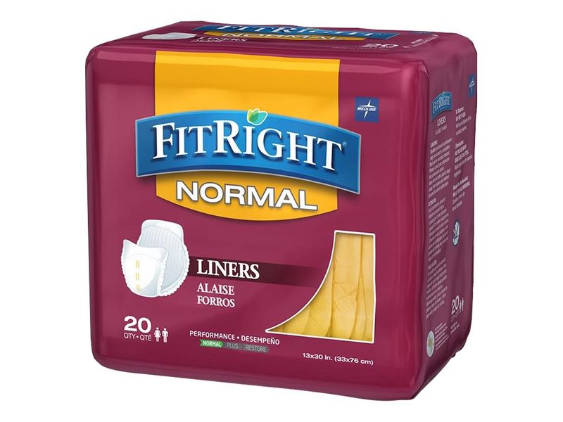 FitRight Disposable Liners Moderate 13 x 30 Yellow 20 Liners Per Bag Case Of 4 Bags