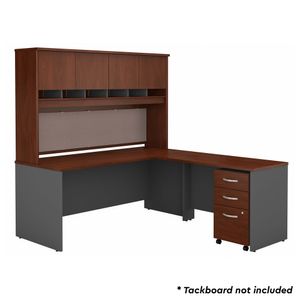 Bush Business Furniture Components 72"W L Shaped Desk with Hutch and 3 Drawer Mobile File Cabinet