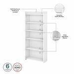 Bush Business Furniture Fairview 60W LShaped Corner Desk With Lateral File Cabinet And 5Shelf Bookcase Shiplap GrayPure White Standard Delivery