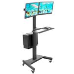 MountIt MI7986 Adjustable PC Mobile Workstation For Dual Monitors 45H x 2812W x 8D Black
