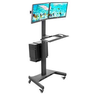 Mount-It! MI-7986 Adjustable PC Mobile Workstation For Dual Monitors