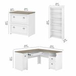 Bush Business Furniture Fairview 60W LShaped Corner Desk With Lateral File Cabinet And 5Shelf Bookcase Shiplap GrayPure White Standard Delivery