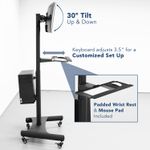 MountIt MI7986 Adjustable PC Mobile Workstation For Dual Monitors 45H x 2812W x 8D Black