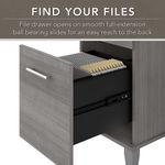Bush Furniture Somerset 72W 3Position SitToStand LShaped Desk With Hutch And File Cabinet Platinum Gray Standard Delivery