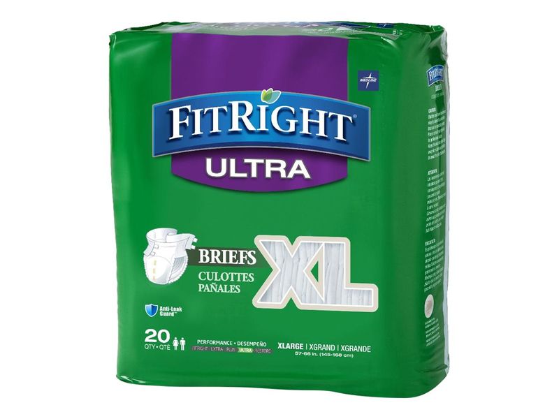 FitRight Ultra Briefs XLarge 57  66 Yellow 20 Briefs Per Bag Case Of 4 Bags