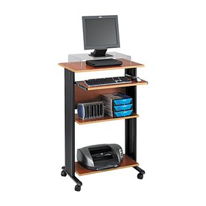 Safco® Muv 30"W Fixed Height Stand-Up Mobile Workstation With 2-Shelves and Keyborad Tray