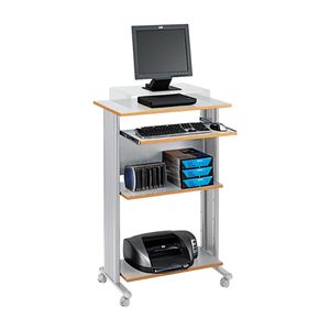 Safco® Muv 30"W Fixed Height Stand-Up Mobile Workstation With 2-Shelves and Keyborad Tray