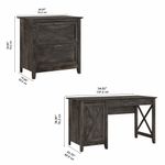 Bush Furniture Key West 54W Computer Desk With Storage And 2Drawer Lateral File Cabinet Dark Gray Hickory Standard Delivery