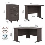 Bush Business Furniture Studio A 83W Large Corner Desk With 3Drawer Mobile File Cabinet Storm Gray Standard Delivery