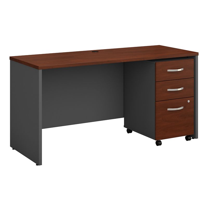 Bush Business Furniture Studio C Office Desk With Mobile File Cabinet 60W Hansen Cherry Standard Delivery