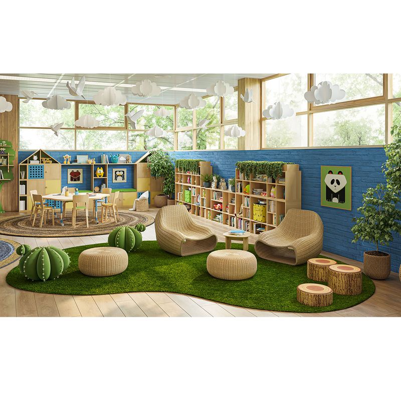 Joy Carpets Kid Essentials Artificial Grass Area Rug GreenSpace 4 x 6 Green