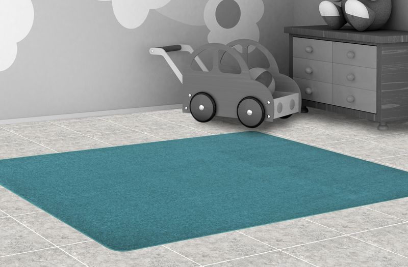 Joy Carpets Kid Essentials Solid Color Rectangle Area Rug Endurance 6 x 9 Mint