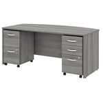 Bush Business Furniture Studio C 72W BowFront Computer Desk With Mobile File Cabinets Platinum Gray Standard Delivery