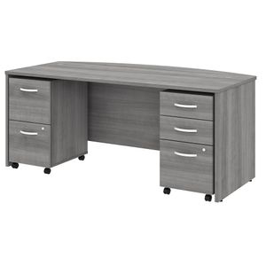 Bush Business Furniture Studio C 72"W Bow-Front Computer Desk With Mobile File Cabinets