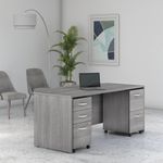 Bush Business Furniture Studio C 72W BowFront Computer Desk With Mobile File Cabinets Platinum Gray Standard Delivery