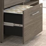 Bush Business Furniture Office 500 Electric HeightAdjustable Standing Desk With Storage And Bookcase 72W Modern Hickory Standard Delivery