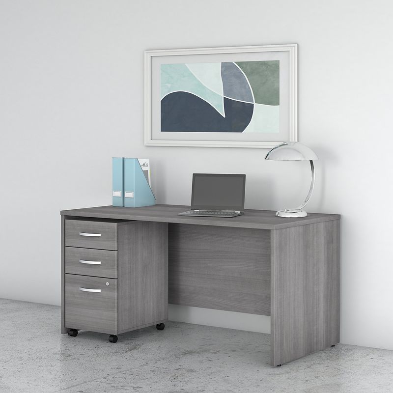 Bush Business Furniture Studio C 60W Office Computer Desk With Mobile File Cabinet Platinum Gray Standard Delivery