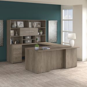 Bush Business Furniture Office 500 72"W U-Shaped Executive Corner Desk With Drawers And Hutch