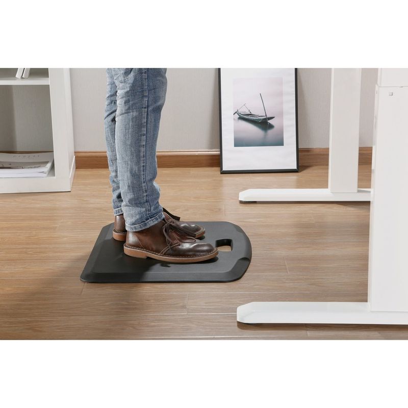 Amer Mounts AntiFatigue Portable Standing Mat  Floor  22 x 18x 0750 Thickness  Rectangular  Polyurethane Foam Rubberized Gel  Black