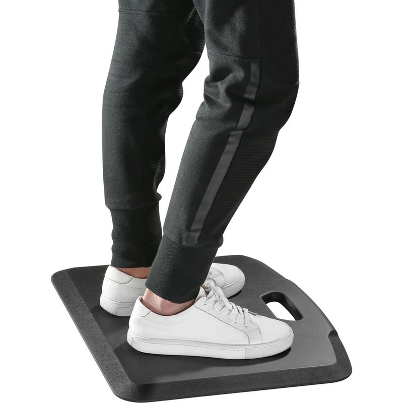 Amer Mounts AntiFatigue Portable Standing Mat  Floor  22 x 18x 0750 Thickness  Rectangular  Polyurethane Foam Rubberized Gel  Black