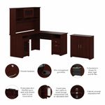Bush Furniture Cabot L Shaped Desk With Hutch And Small Storage Cabinet With Doors Harvest Cherry Standard Delivery