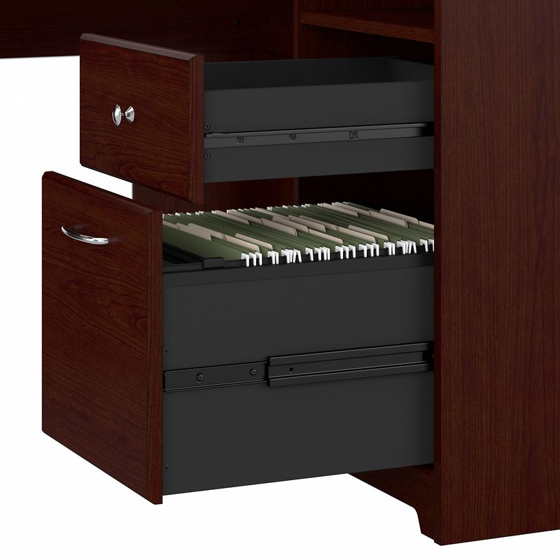 Bush Furniture Cabot L Shaped Desk With Hutch Harvest Cherry Standard Delivery