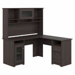 Bush Business Furniture Cabot 60W LShaped Corner Desk With Hutch Heather Gray Standard Delivery