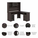 Bush Business Furniture Cabot 60W LShaped Corner Desk With Hutch Heather Gray Standard Delivery