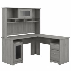 Bush Furniture Cabot 60"W L-Shaped Computer Desk With Hutch