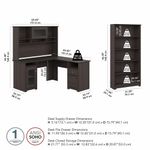 Bush Business Furniture Cabot 60W LShaped Corner Desk With Hutch And 5Shelf Bookcase Heather Gray Standard Delivery