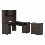 Bush Business Furniture Cabot 60W LShaped Corner Desk With Hutch And Lateral File Cabinet Heather Gray Standard Delivery