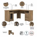 Bush Business Furniture Cabot 60W LShaped Corner Desk With Hutch And 5Shelf Bookcase Reclaimed Pine Standard Delivery