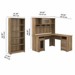 Bush Business Furniture Cabot 60W LShaped Corner Desk With Hutch And 5Shelf Bookcase Reclaimed Pine Standard Delivery