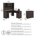 Bush Business Furniture Cabot 60W LShaped Corner Desk With Hutch And Lateral File Cabinet Heather Gray Standard Delivery