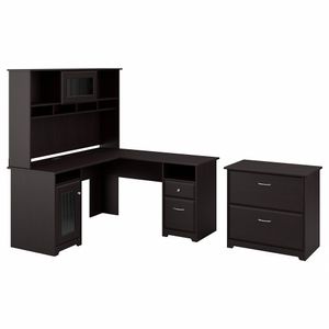 Bush Furniture Cabot L Shaped Desk With Hutch And Lateral File Cabinet