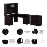 Bush Furniture Cabot L Shaped Desk With Hutch And Lateral File Cabinet Espresso Oak Standard Delivery