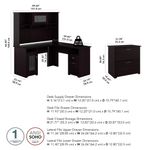 Bush Furniture Cabot L Shaped Desk With Hutch And Lateral File Cabinet Espresso Oak Standard Delivery