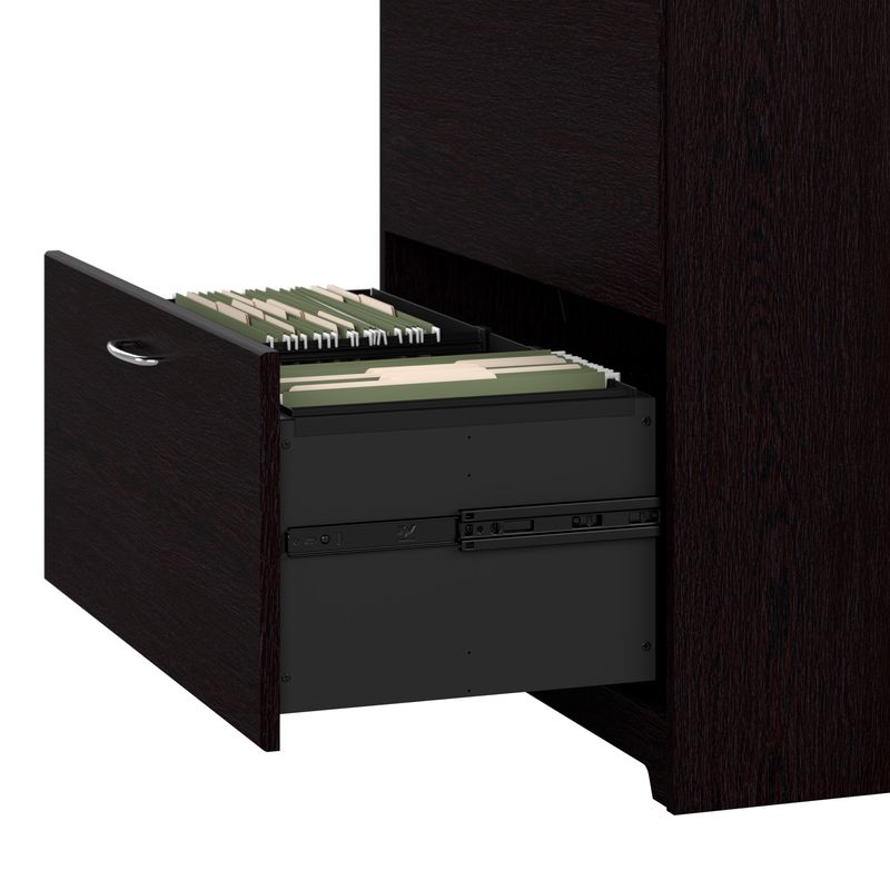 Bush Furniture Cabot L Shaped Desk With Hutch And Lateral File Cabinet Espresso Oak Standard Delivery