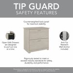 Bush Furniture Cabot 60W LShaped Computer Desk With Hutch And Lateral File Cabinet Linen White Oak Standard Delivery